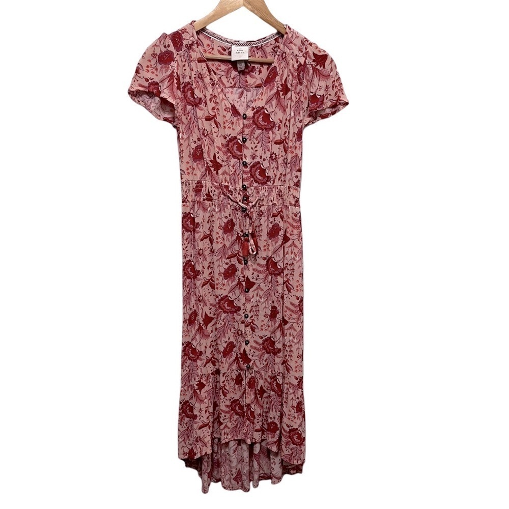 KNOX ROSE Floral High Low Button Front Summer Midi Dress Size XS